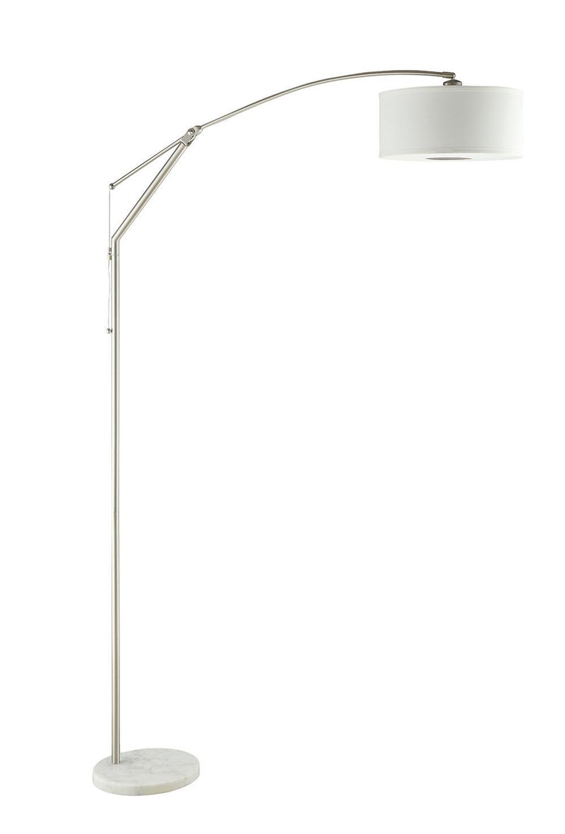 Moniz Adjustable Arched Arm Floor Lamp Chrome and White - Furniture Center (NY)