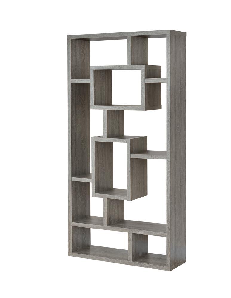 Howie 10-shelf Bookcase Weathered Grey - Furniture Center (NY)