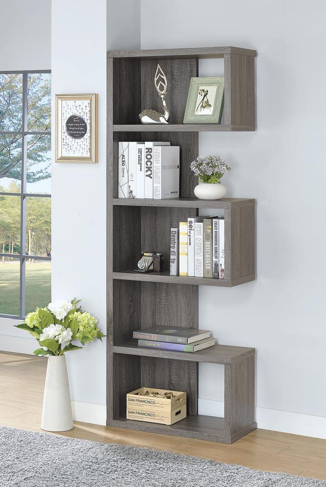 Joey 5-tier Bookcase Weathered Grey - Furniture Center (NY)