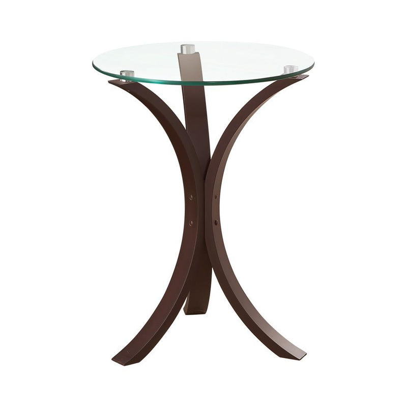 Edgar Round Accent Table Cappuccino - Furniture Center (NY)