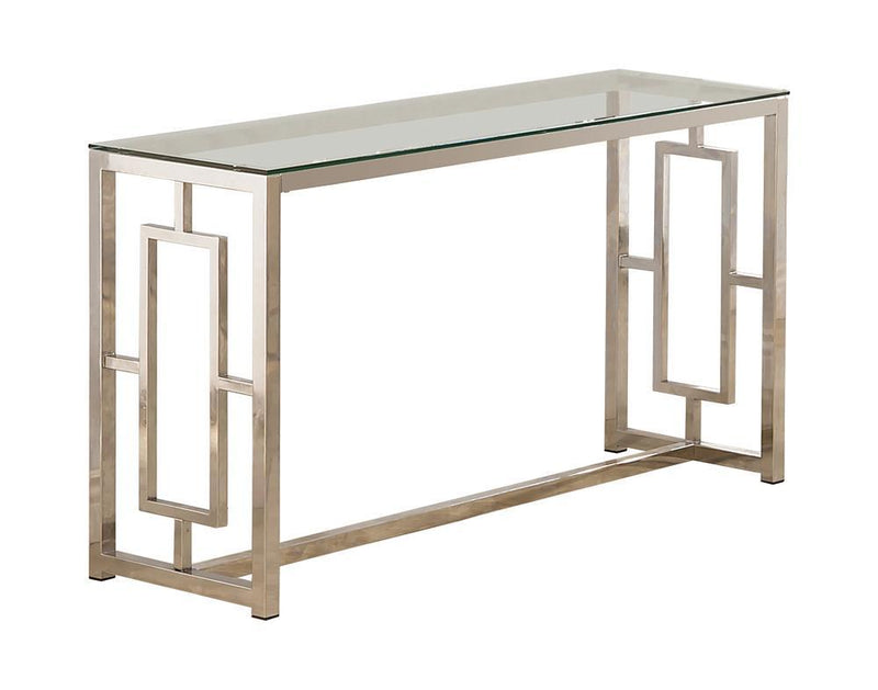 Merced Rectangle Glass Top Sofa Table Nickel - Furniture Center (NY)