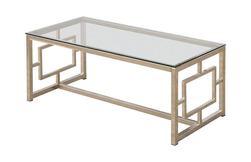 Merced Rectangle Glass Top Coffee Table Nickel - Furniture Center (NY)
