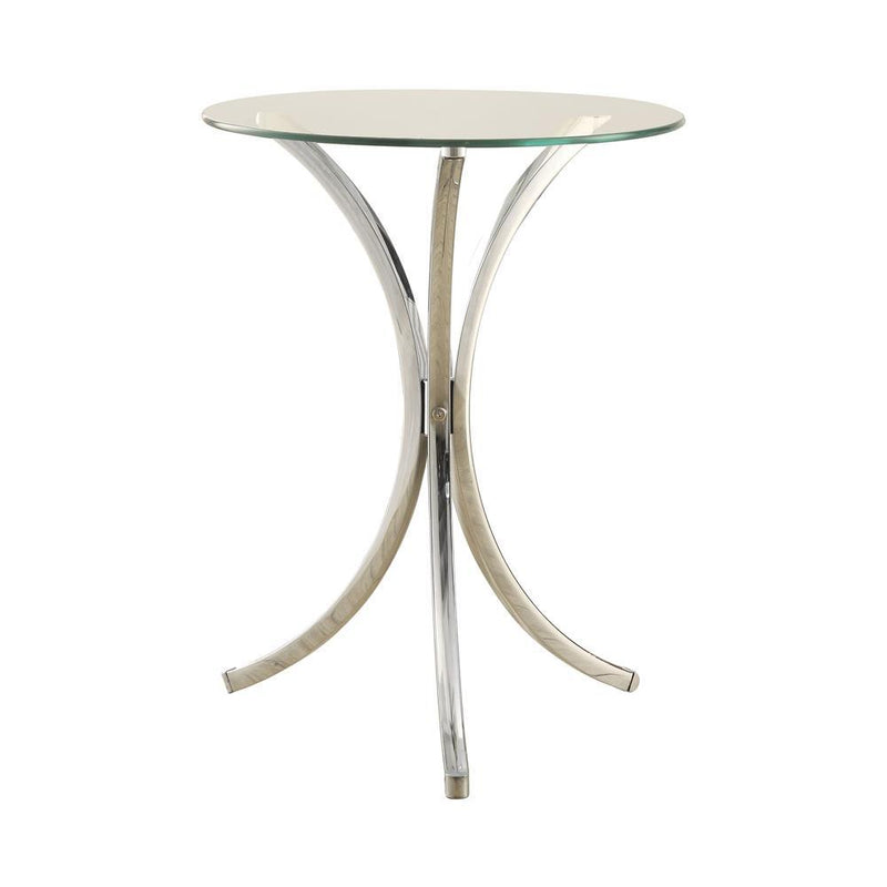 Eloise Round Accent Table with Curved Legs Chrome - Furniture Center (NY)