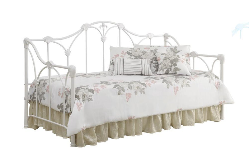 Halladay Twin Metal Daybed with Floral Frame White - Furniture Center (NY)