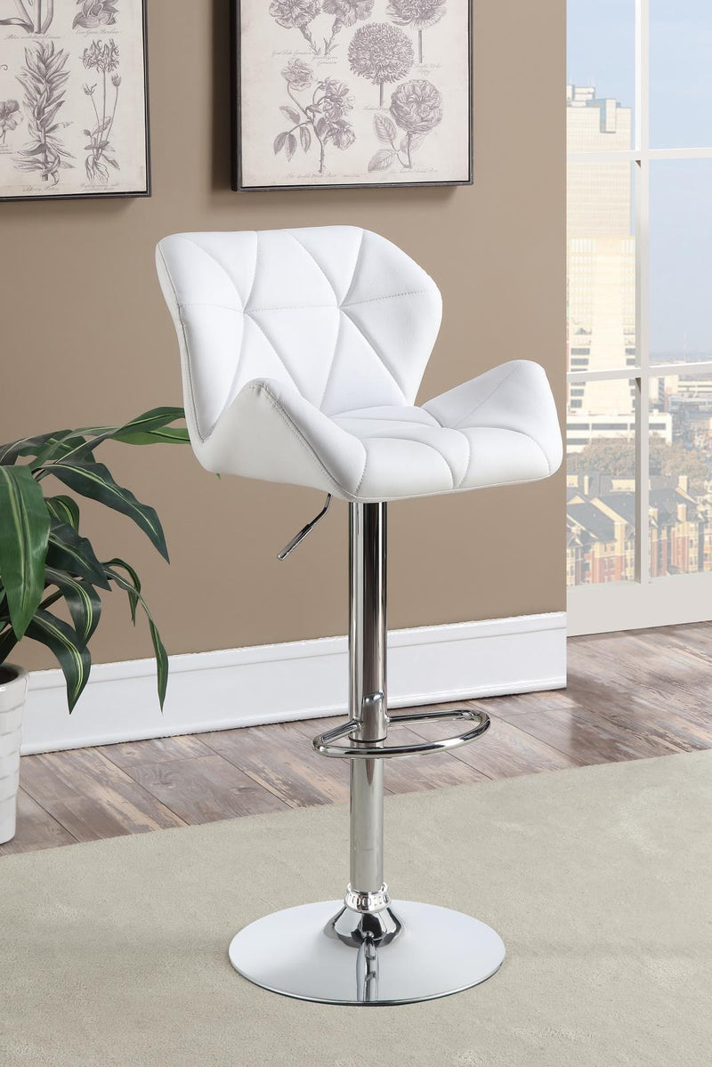 Berrington Adjustable Bar Stools Chrome and White (Set of 2) - Furniture Center (NY)