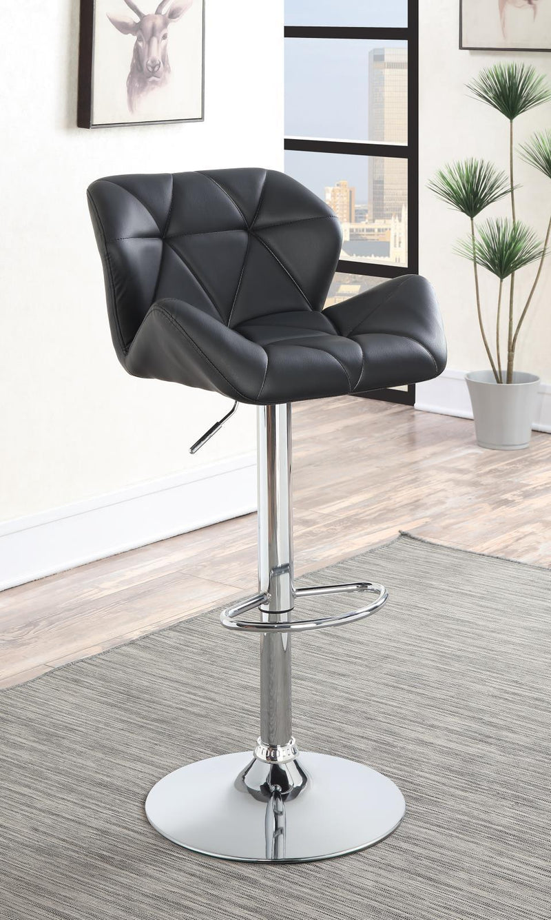 Berrington Adjustable Bar Stools Chrome and Black (Set of 2) - Furniture Center (NY)