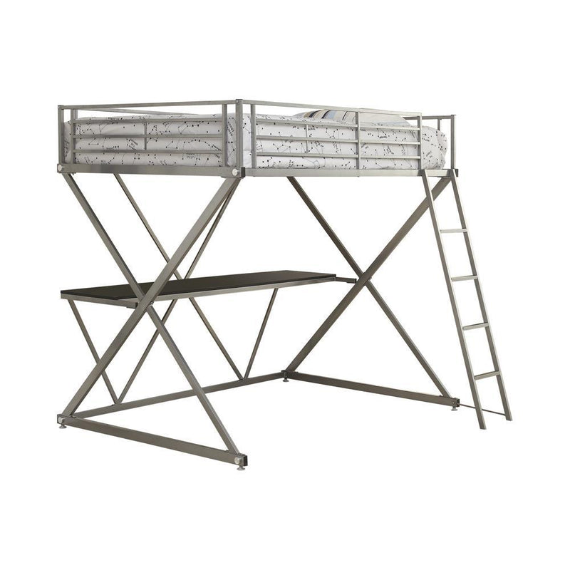Hyde Full Workstation Loft Bed Silver - Furniture Center (NY)