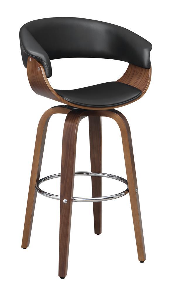 Zion Upholstered Swivel Bar Stool Walnut and Black - Furniture Center (NY)