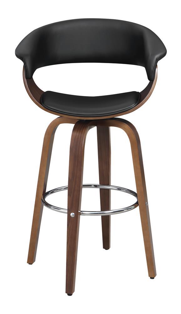Zion Upholstered Swivel Bar Stool Walnut and Black - Furniture Center (NY)