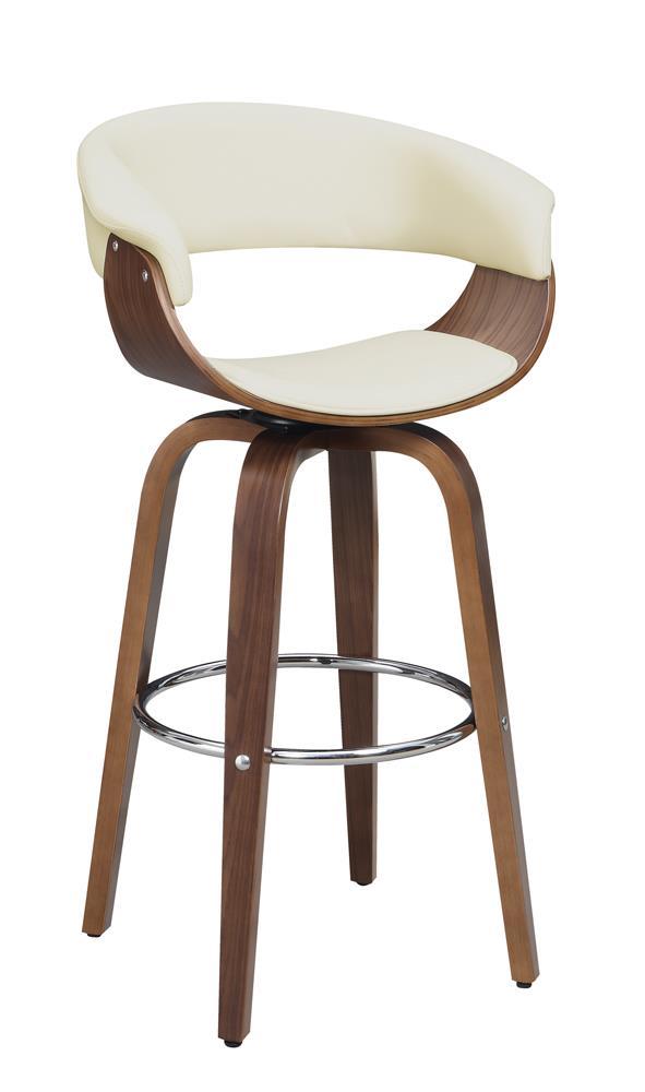 Zion Upholstered Swivel Bar Stool Walnut and Ecru - Furniture Center (NY)