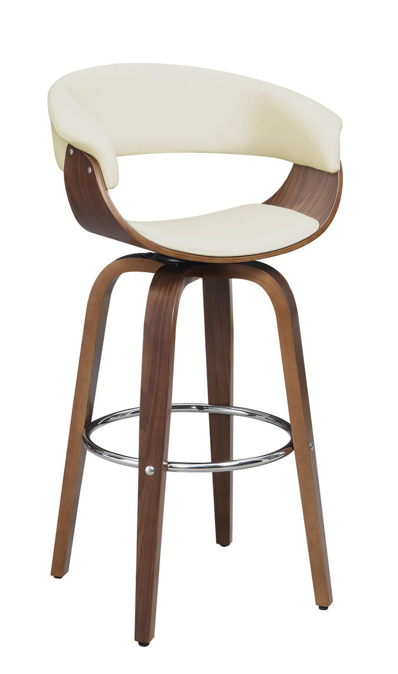 Zion Upholstered Swivel Bar Stool Walnut and Ecru - Furniture Center (NY)