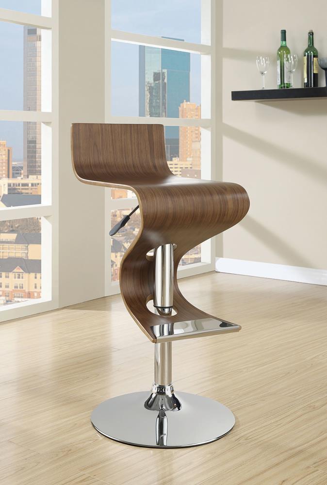 Covina Adjustable Bar Stool Walnut and Chrome - Furniture Center (NY)