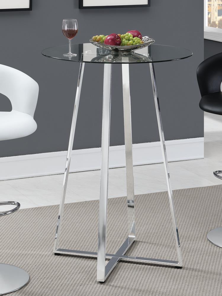 Zanella Glass Top Bar Table Chrome - Furniture Center (NY)