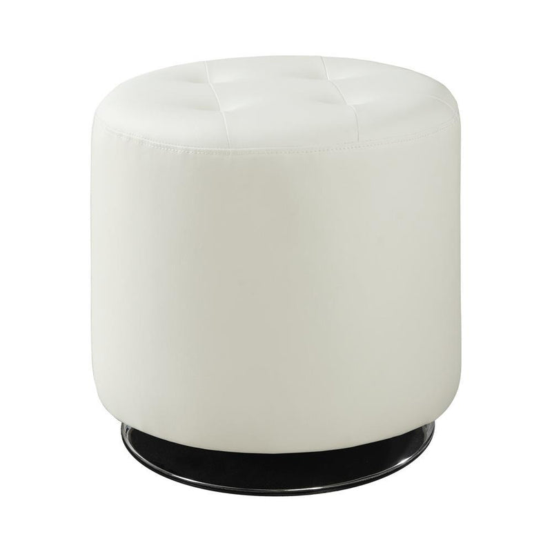 Bowman Round Upholstered Ottoman White - Furniture Center (NY)