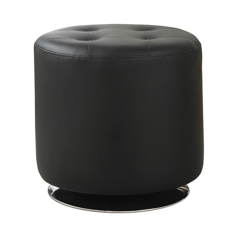 Bowman Round Upholstered Ottoman Black - Furniture Center (NY)