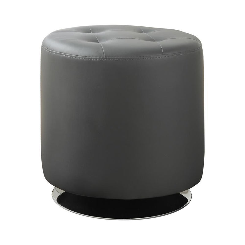 Bowman Round Upholstered Ottoman Grey - Furniture Center (NY)