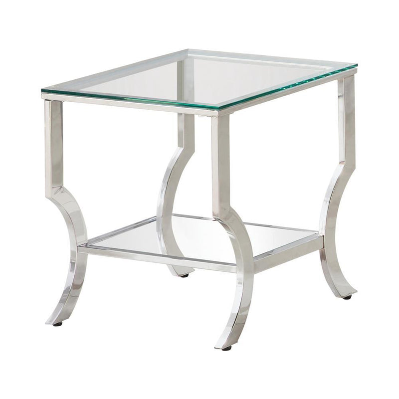 Saide Square End Table with Mirrored Shelf Chrome - Furniture Center (NY)