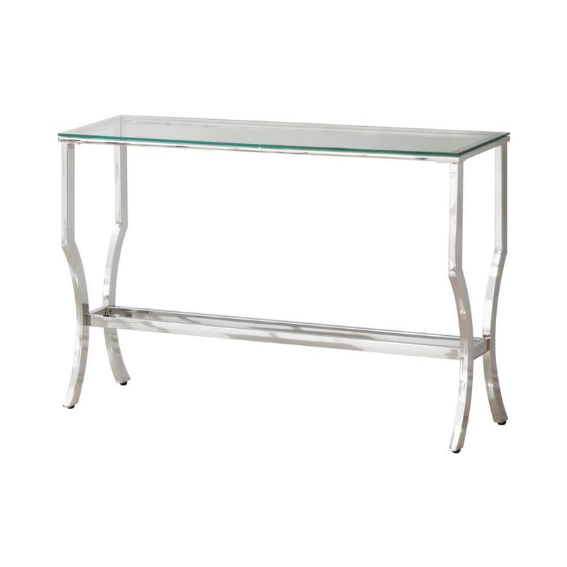 Saide Rectangular Sofa Table with Mirrored Shelf Chrome - Furniture Center (NY)