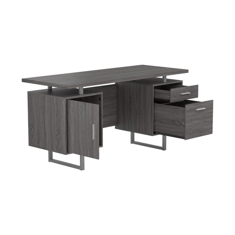 Lawtey Floating Top Office Desk Weathered Grey - Furniture Center (NY)