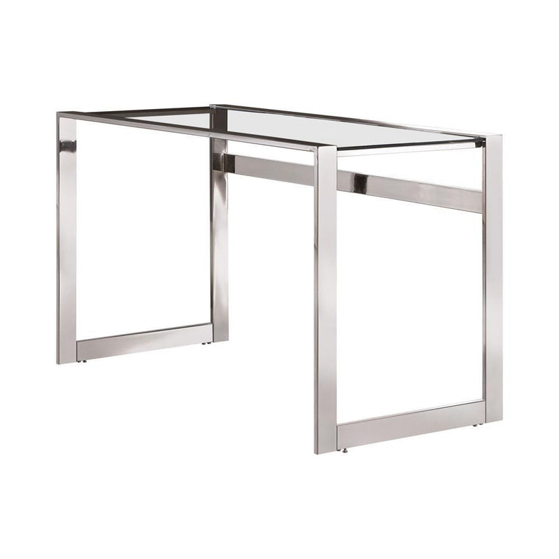 Hartford Glass Top Writing Desk Chrome - Furniture Center (NY)