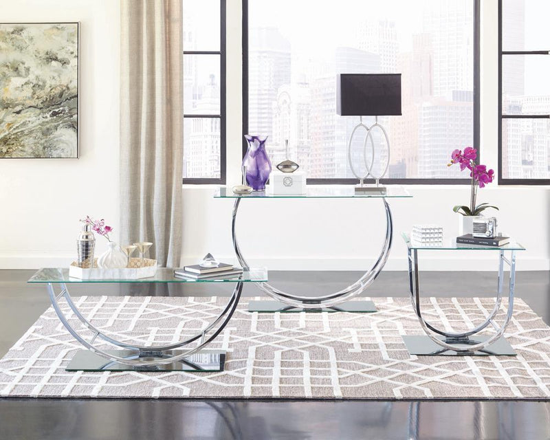Danville U-shaped Sofa Table Chrome - Furniture Center (NY)