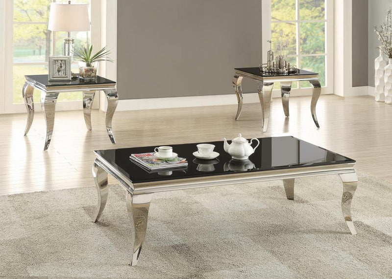 Luna Square End Table Chrome and Black - Furniture Center (NY)