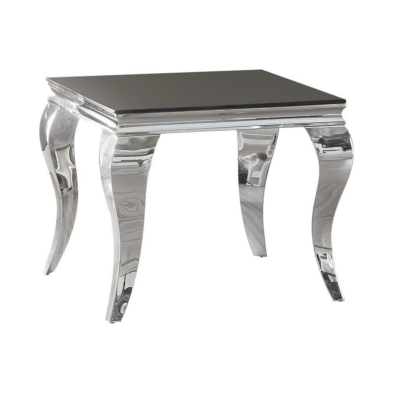 Luna Square End Table Chrome and Black - Furniture Center (NY)