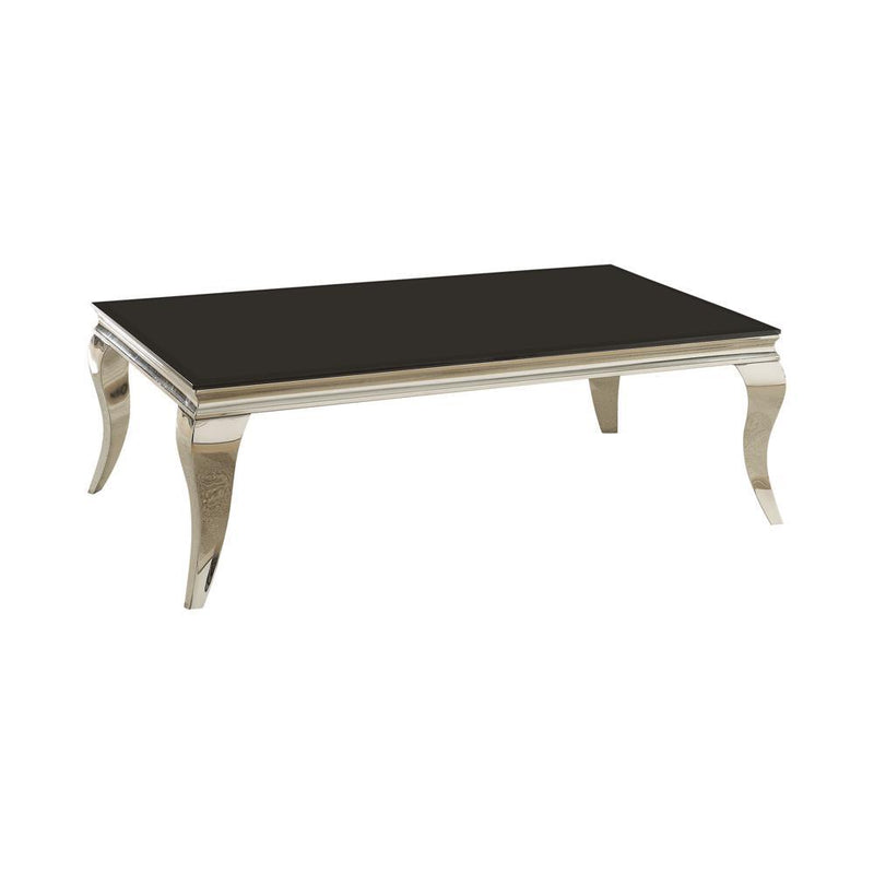 Luna Rectangular Coffee Table Chrome and Black - Furniture Center (NY)