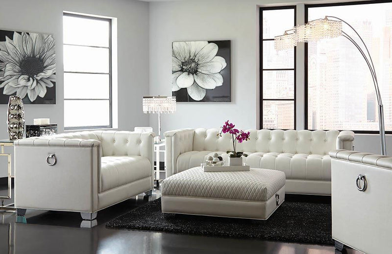 Chaviano Tufted Upholstered Sofa Pearl White - Furniture Center (NY)