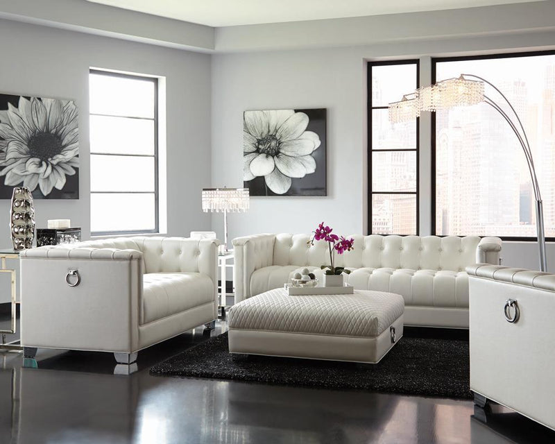 Chaviano Tufted Upholstered Loveseat Pearl White - Furniture Center (NY)
