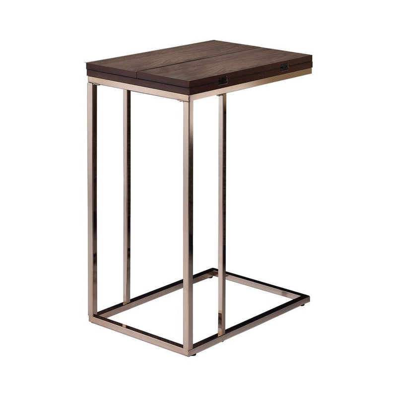 Pedro Expandable Top Accent Table Chestnut and Chrome - Furniture Center (NY)
