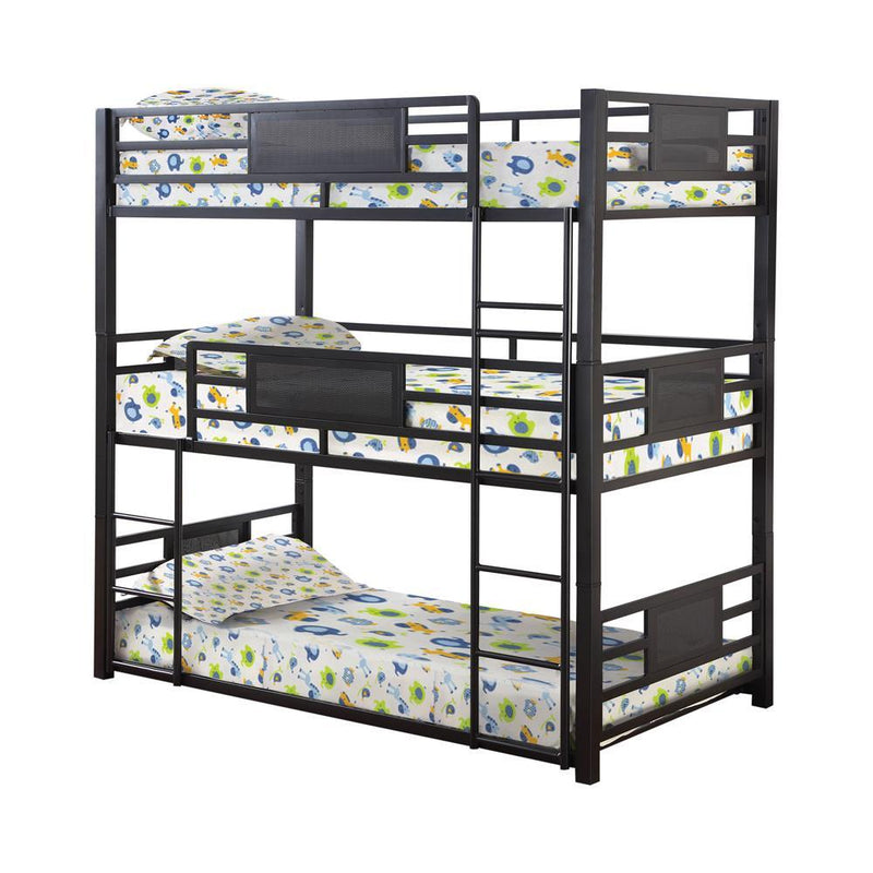 Rogen Twin Triple Bunk Bed Dark Bronze - Furniture Center (NY)