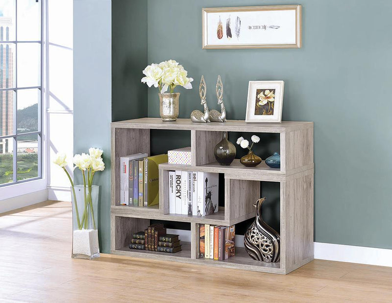 Velma Convertable Bookcase and TV Console Grey Driftwood - Furniture Center (NY)