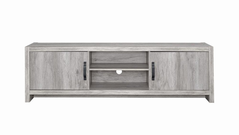 Burke 2-door TV Console Grey Driftwood - Furniture Center (NY)