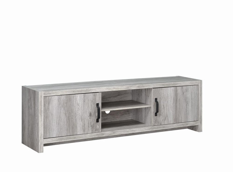 Burke 2-door TV Console Grey Driftwood - Furniture Center (NY)