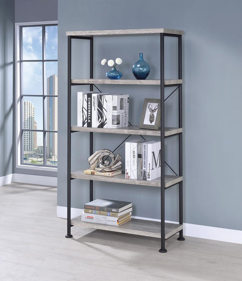 Analiese 4-shelf Open Bookcase Grey Driftwood - Furniture Center (NY)