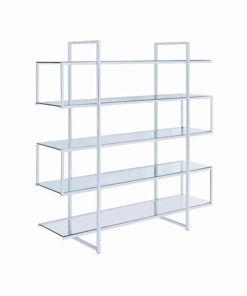 Elmer 5-shelf Bookcase Chrome and Clear - Furniture Center (NY)