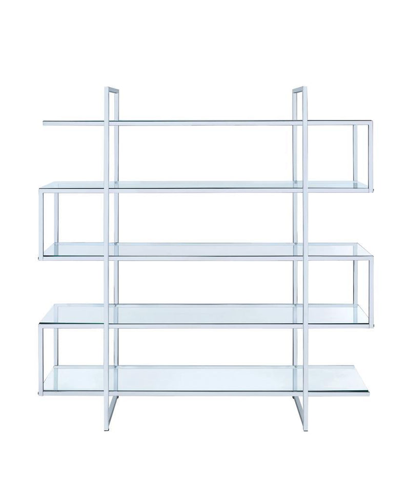 Elmer 5-shelf Bookcase Chrome and Clear - Furniture Center (NY)