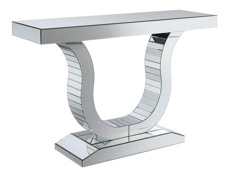 Saanvi Console Table with U-shaped Base Clear Mirror - Furniture Center (NY)