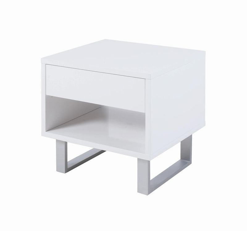 Atchison 1-drawer End Table High Glossy White - Furniture Center (NY)