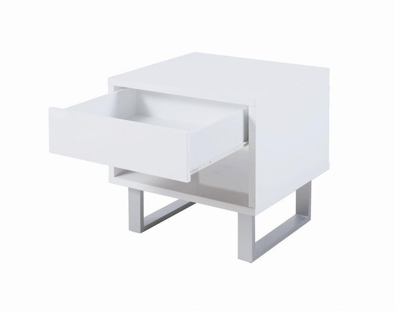 Atchison 1-drawer End Table High Glossy White - Furniture Center (NY)