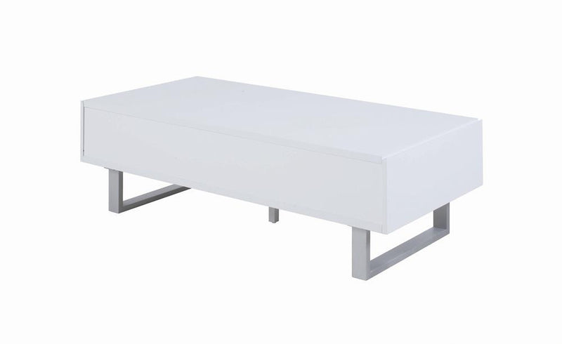 Atchison 2-drawer Coffee Table High Glossy White - Furniture Center (NY)