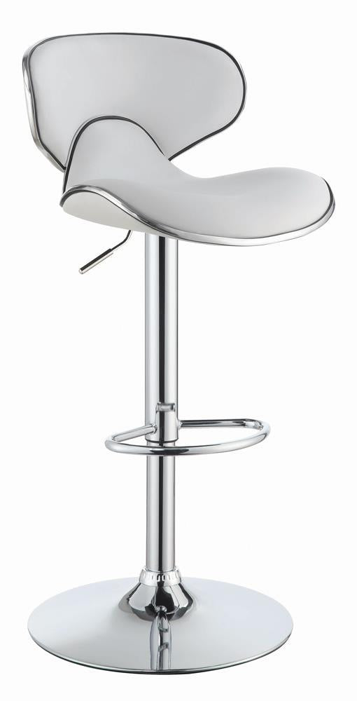 Edenton Upholstered Adjustable Height Bar Stools White and Chrome (Set of 2) - Furniture Center (NY)