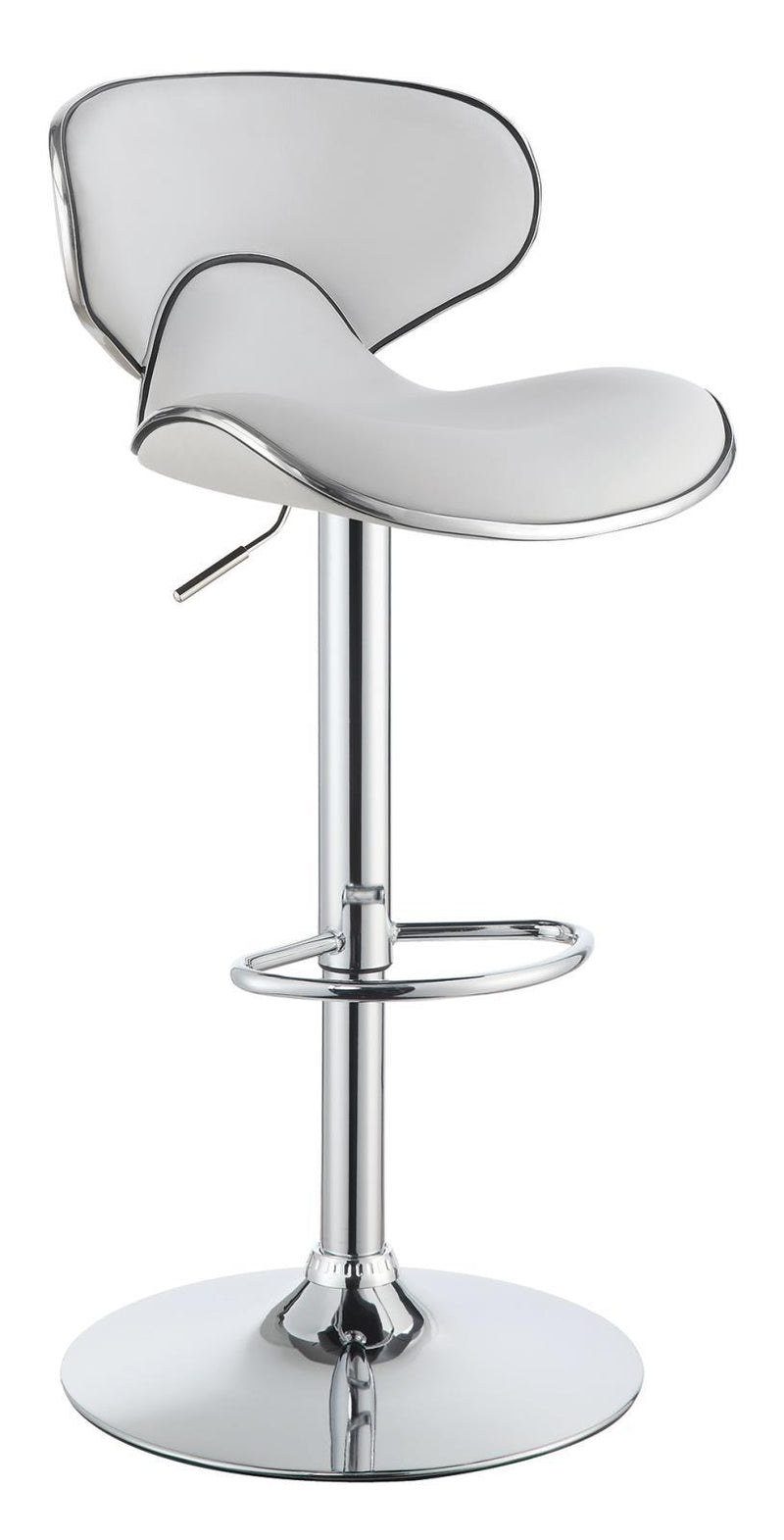 Edenton Upholstered Adjustable Height Bar Stools White and Chrome (Set of 2) - Furniture Center (NY)
