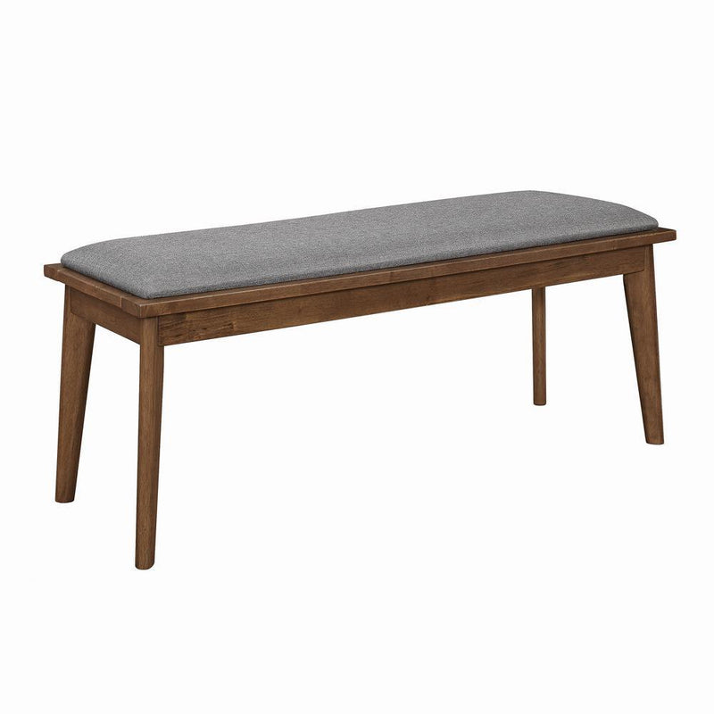 Alfredo Upholstered Dining Bench Grey and Natural Walnut - Furniture Center (NY)