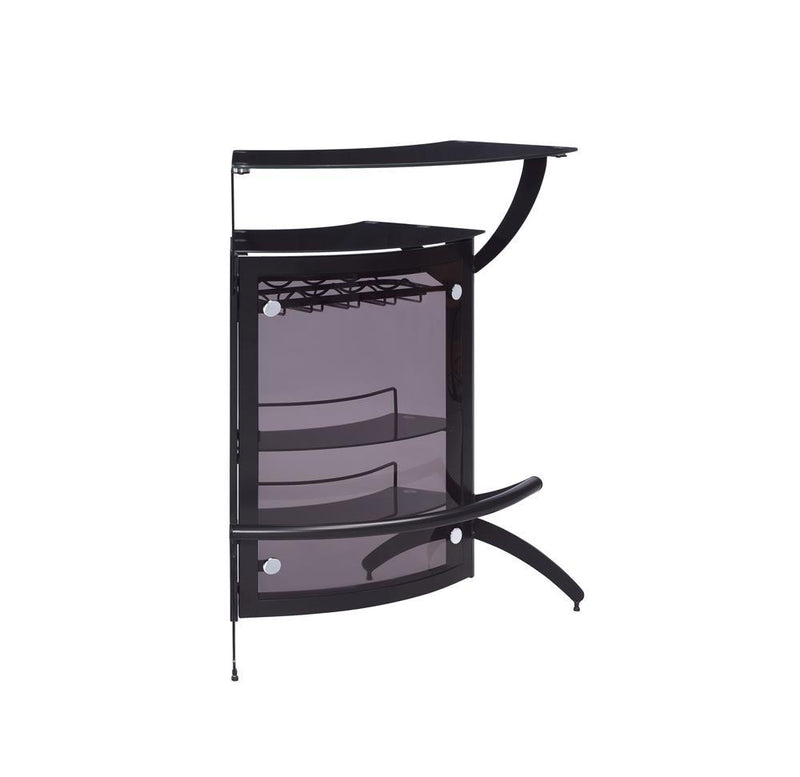 Dallas 2-shelf Home Bar Smoked and Black Glass - Furniture Center (NY)