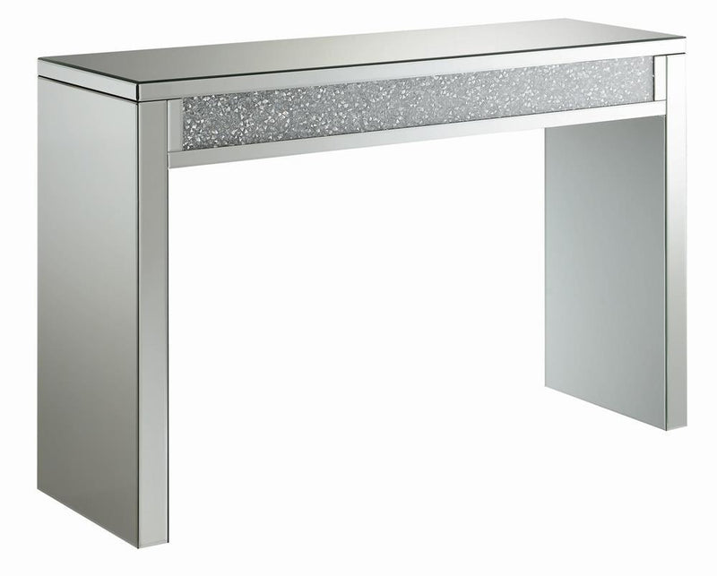Gillian Rectangular Sofa Table Silver and Clear Mirror - Furniture Center (NY)