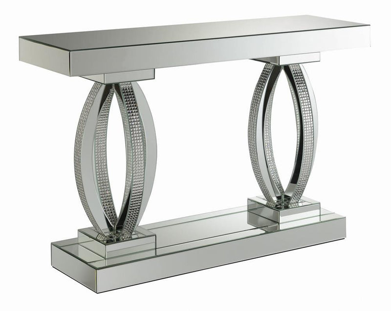 Amalia Rectangular Sofa Table with Shelf Clear Mirror - Furniture Center (NY)
