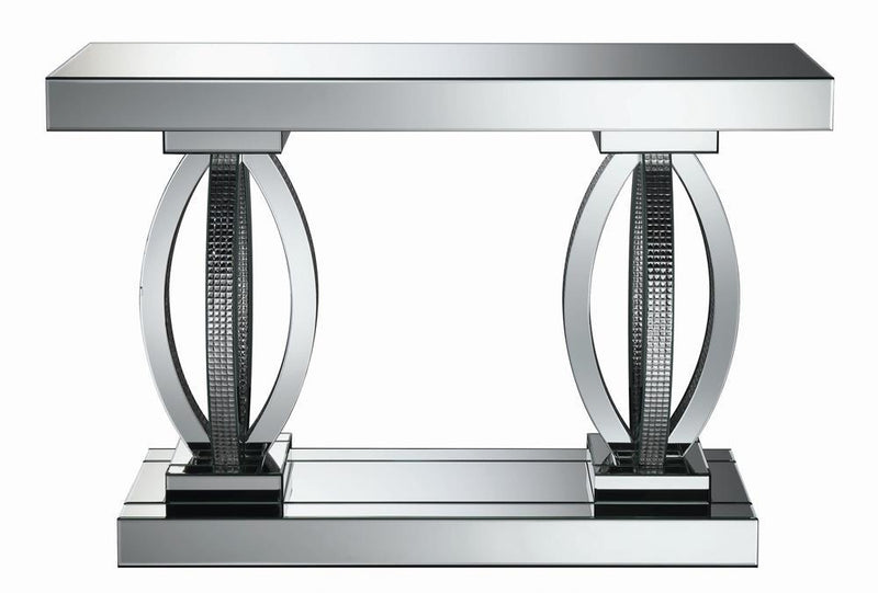 Amalia Rectangular Sofa Table with Shelf Clear Mirror - Furniture Center (NY)