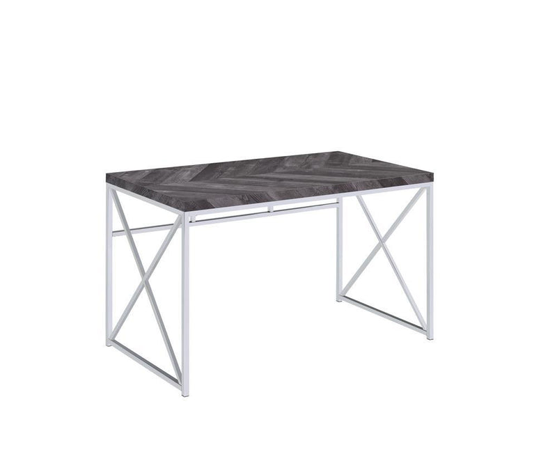 Grimma Writing Desk Rustic Grey Herringbone - Furniture Center (NY)